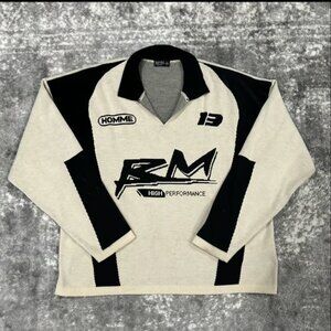 Beige Black Men’s BM 13 Homme Cotton Knit Dress Sweater